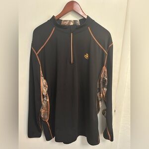 LEGENDARY WHITETAILS 1/4 Zip Pullover Mens XL Fleece Lined Black & Camo Mock